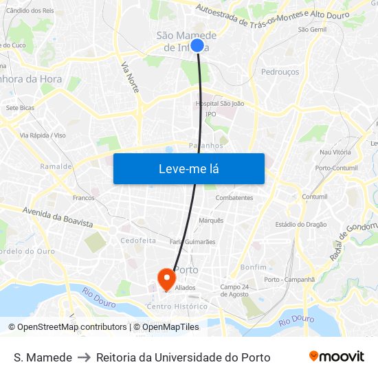 S. Mamede to Reitoria da Universidade do Porto map