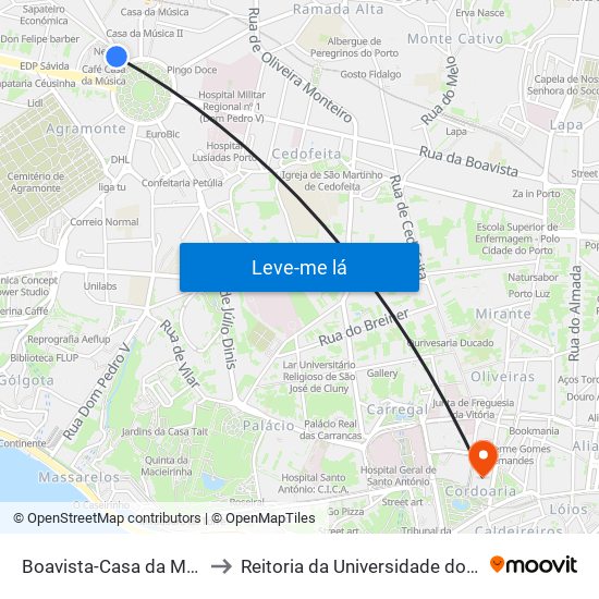 Boavista-Casa da Música to Reitoria da Universidade do Porto map