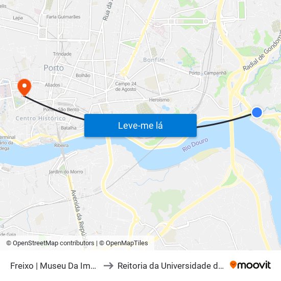 Freixo | Museu Da Imprensa to Reitoria da Universidade do Porto map