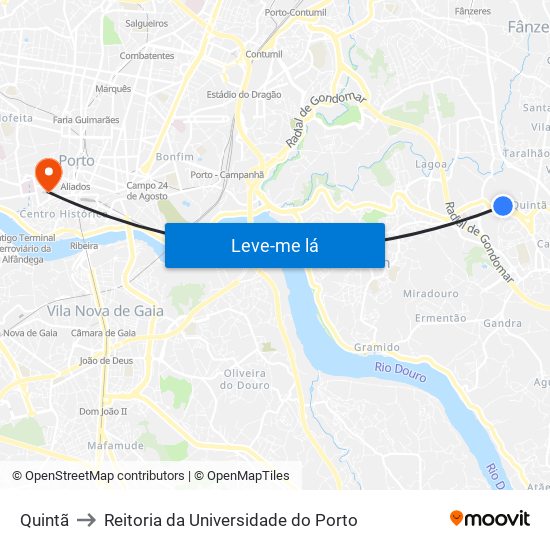 Quintã to Reitoria da Universidade do Porto map