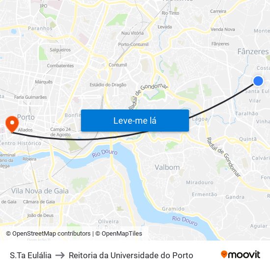 S.Ta Eulália to Reitoria da Universidade do Porto map