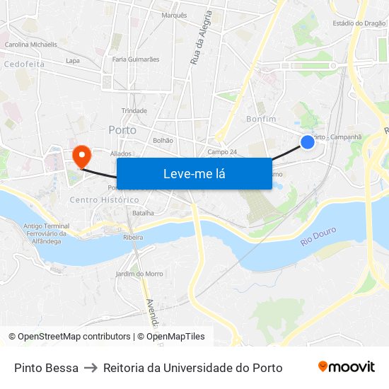 Pinto Bessa to Reitoria da Universidade do Porto map