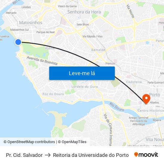 Pr. Cid. Salvador to Reitoria da Universidade do Porto map