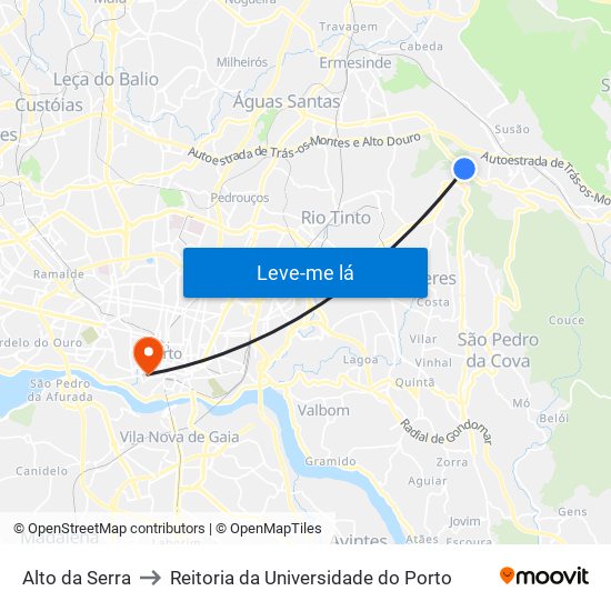 Alto da Serra to Reitoria da Universidade do Porto map