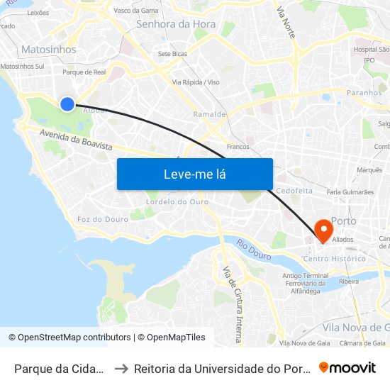 Parque da Cidade to Reitoria da Universidade do Porto map
