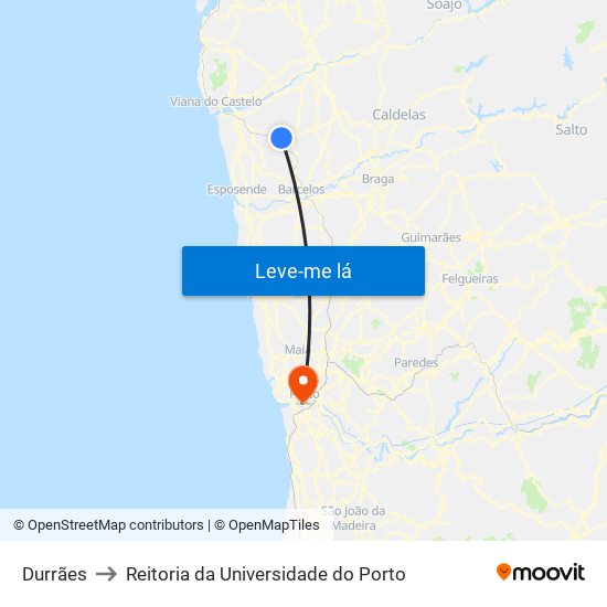 Durrães to Reitoria da Universidade do Porto map