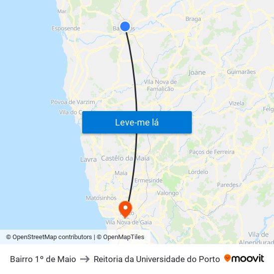 Bairro 1º de Maio to Reitoria da Universidade do Porto map