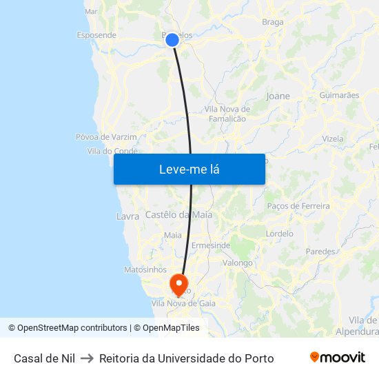 Casal de Nil to Reitoria da Universidade do Porto map
