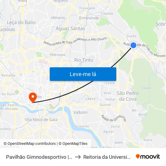 Pavilhão Gimnodesportivo | Ramalho Ortigão to Reitoria da Universidade do Porto map