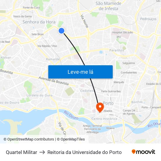 Quartel Militar to Reitoria da Universidade do Porto map