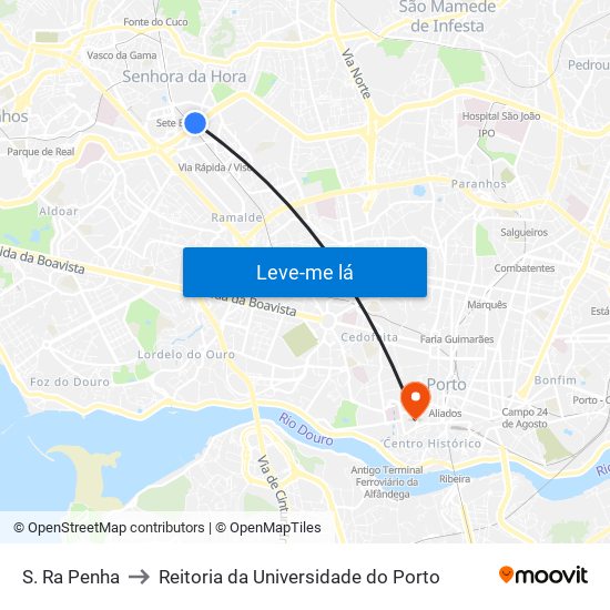 S. Ra Penha to Reitoria da Universidade do Porto map