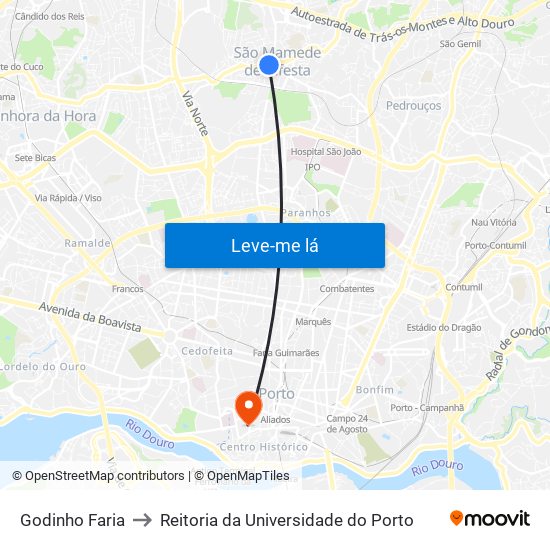 Godinho Faria to Reitoria da Universidade do Porto map