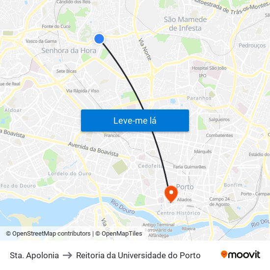 Sta. Apolonia to Reitoria da Universidade do Porto map