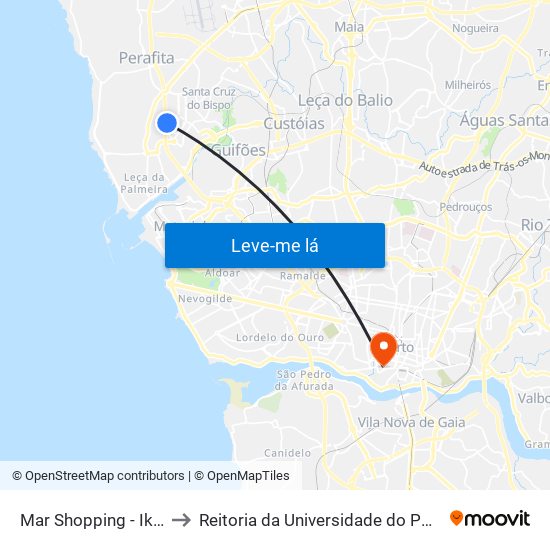 Mar Shopping - Ikea to Reitoria da Universidade do Porto map