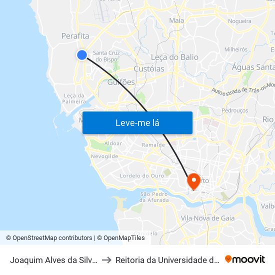 Joaquim Alves da Silva (Sul) to Reitoria da Universidade do Porto map