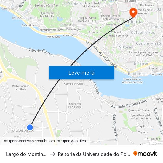 Largo do Montinho to Reitoria da Universidade do Porto map