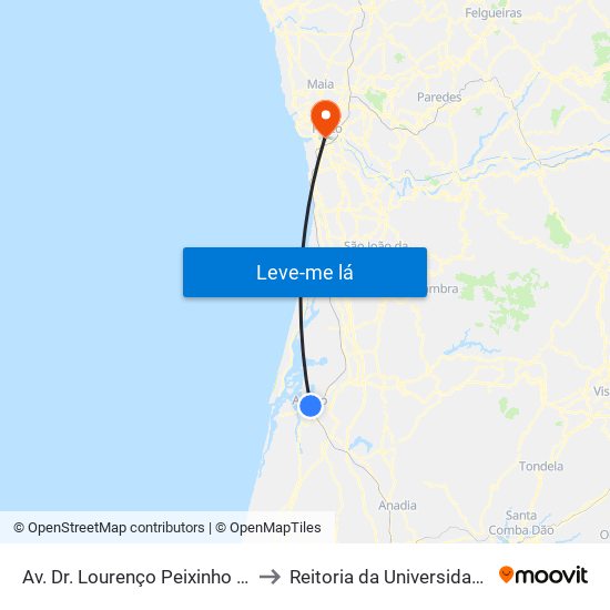 Av. Dr. Lourenço Peixinho - Capitania B to Reitoria da Universidade do Porto map