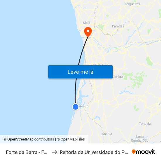 Forte da Barra - Ferry to Reitoria da Universidade do Porto map