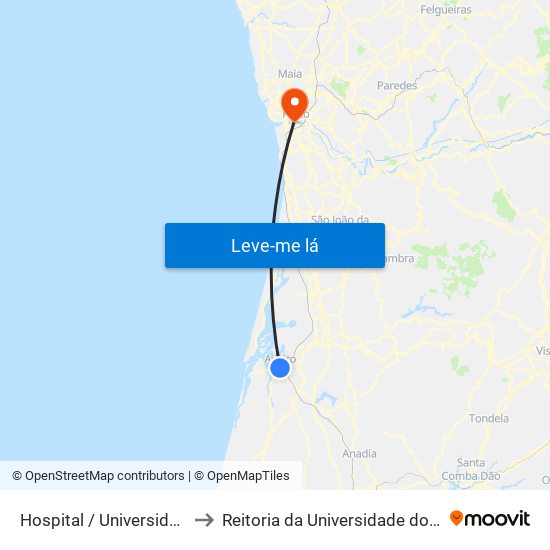 Hospital / Universidade B to Reitoria da Universidade do Porto map