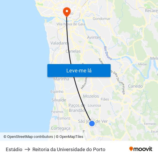 Estádio to Reitoria da Universidade do Porto map