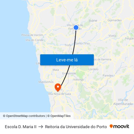 Escola D. Maria II to Reitoria da Universidade do Porto map