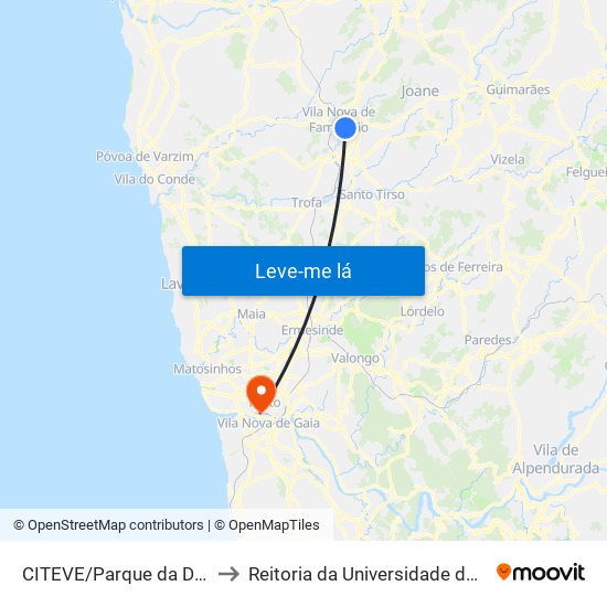 CITEVE/Parque da Devesa to Reitoria da Universidade do Porto map
