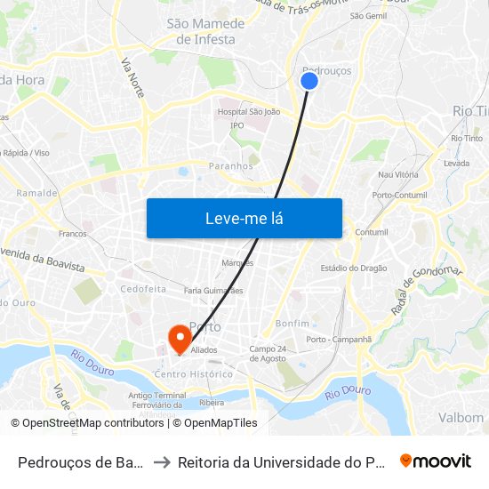 Pedrouços de Baixo to Reitoria da Universidade do Porto map