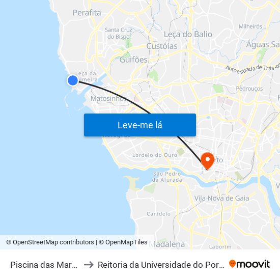 Piscina das Marés to Reitoria da Universidade do Porto map