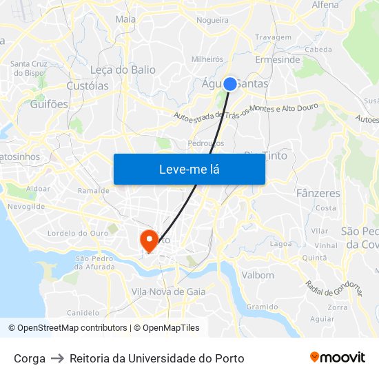 Corga to Reitoria da Universidade do Porto map