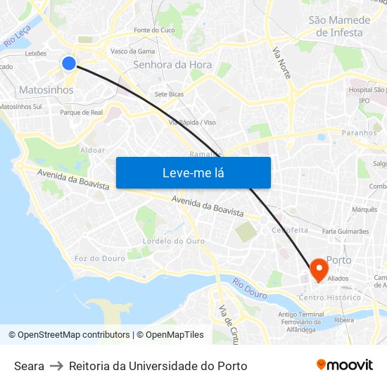 Seara to Reitoria da Universidade do Porto map