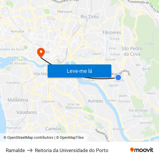 Ramalde to Reitoria da Universidade do Porto map