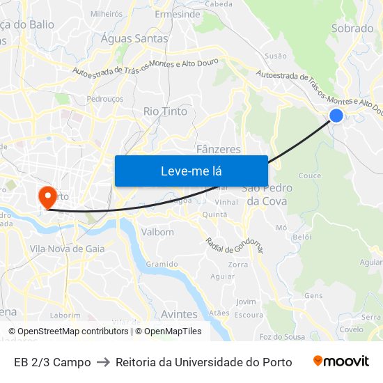 EB 2/3 Campo to Reitoria da Universidade do Porto map