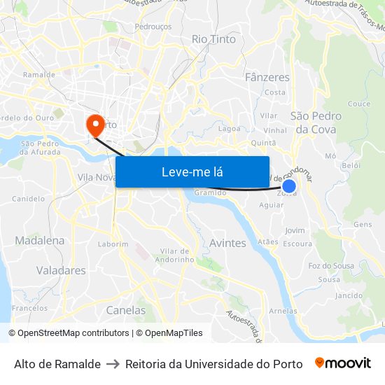 Alto de Ramalde to Reitoria da Universidade do Porto map