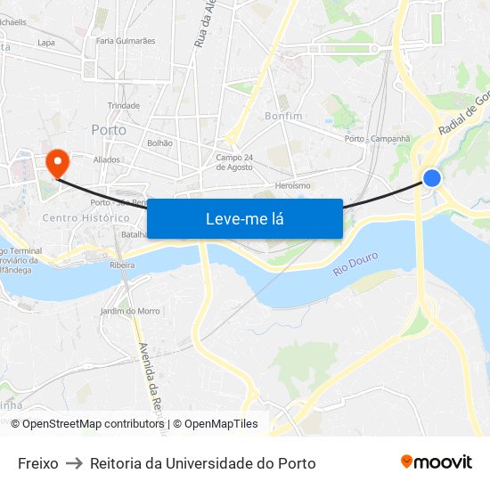 Freixo to Reitoria da Universidade do Porto map