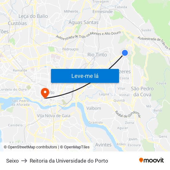 Seixo to Reitoria da Universidade do Porto map