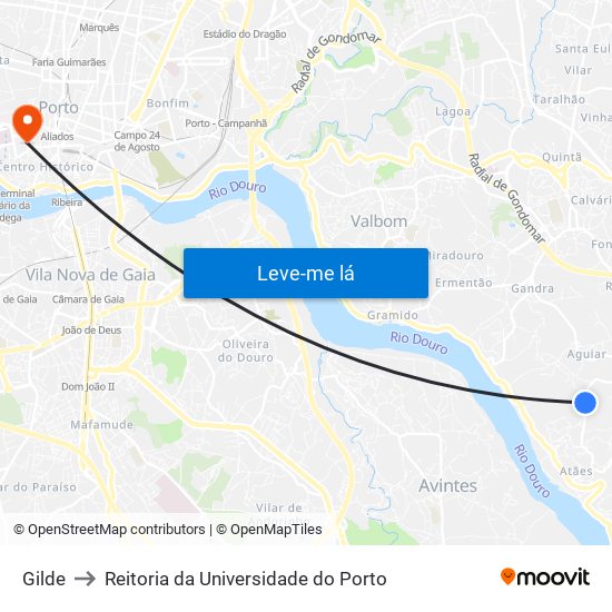 Gilde to Reitoria da Universidade do Porto map