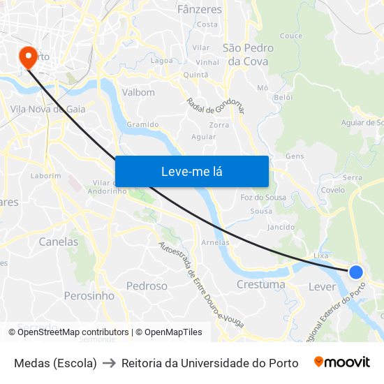 Medas (Escola) to Reitoria da Universidade do Porto map