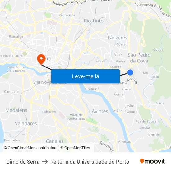 Cimo da Serra to Reitoria da Universidade do Porto map