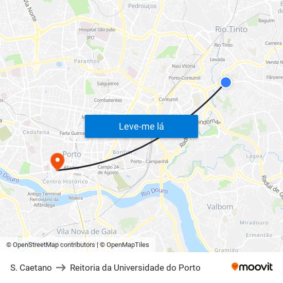 S. Caetano to Reitoria da Universidade do Porto map