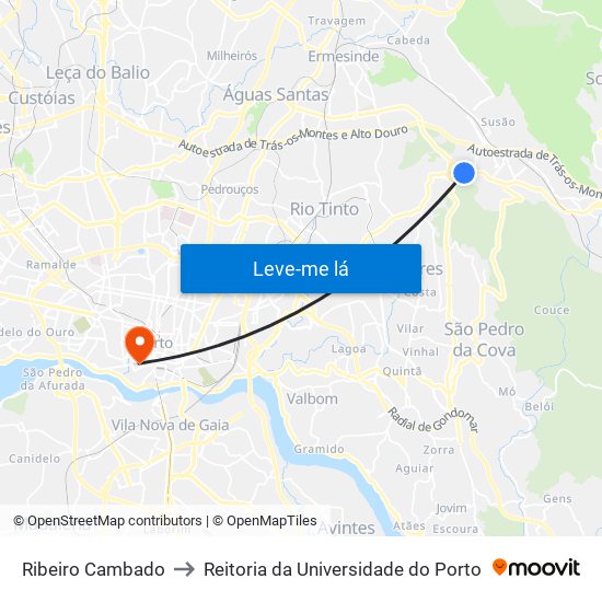 Ribeiro Cambado to Reitoria da Universidade do Porto map