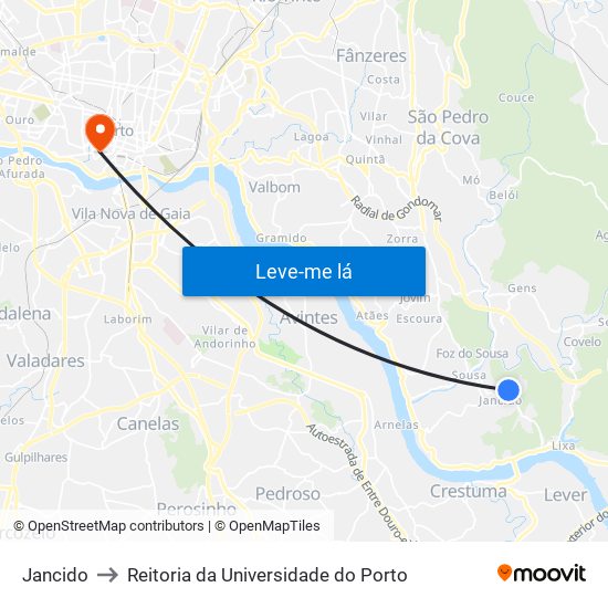 Jancido to Reitoria da Universidade do Porto map