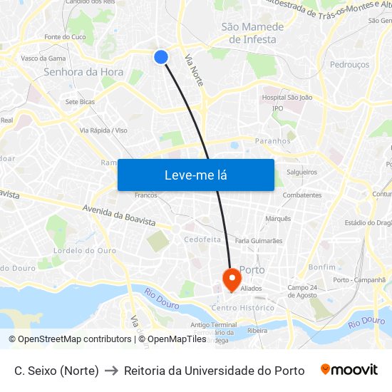 C. Seixo (Norte) to Reitoria da Universidade do Porto map
