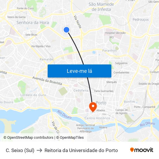 C. Seixo (Sul) to Reitoria da Universidade do Porto map