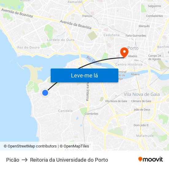 Picão to Reitoria da Universidade do Porto map