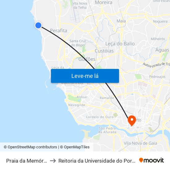 Praia da Memória to Reitoria da Universidade do Porto map