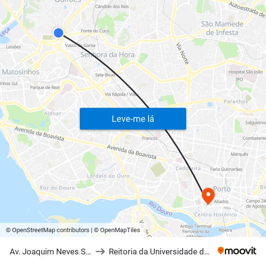 Av. Joaquim Neves Santos to Reitoria da Universidade do Porto map