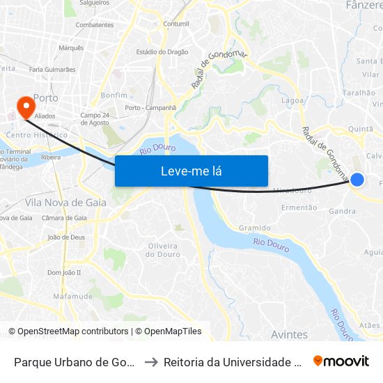 Parque Urbano de Gondomar to Reitoria da Universidade do Porto map
