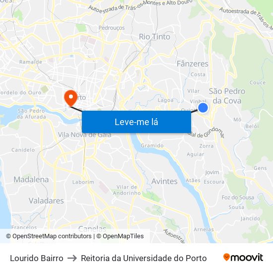 Lourido Bairro to Reitoria da Universidade do Porto map