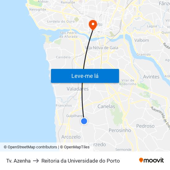 Tv. Azenha to Reitoria da Universidade do Porto map
