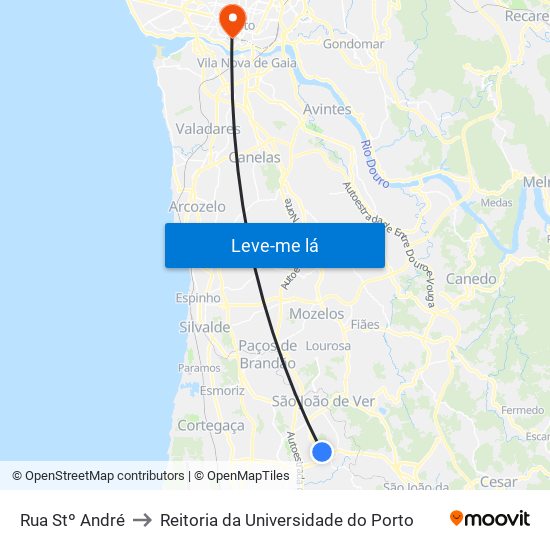 Rua Stº André to Reitoria da Universidade do Porto map